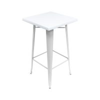 600mm Square White Isotop Table Top with Matte White Tolix Bar Base