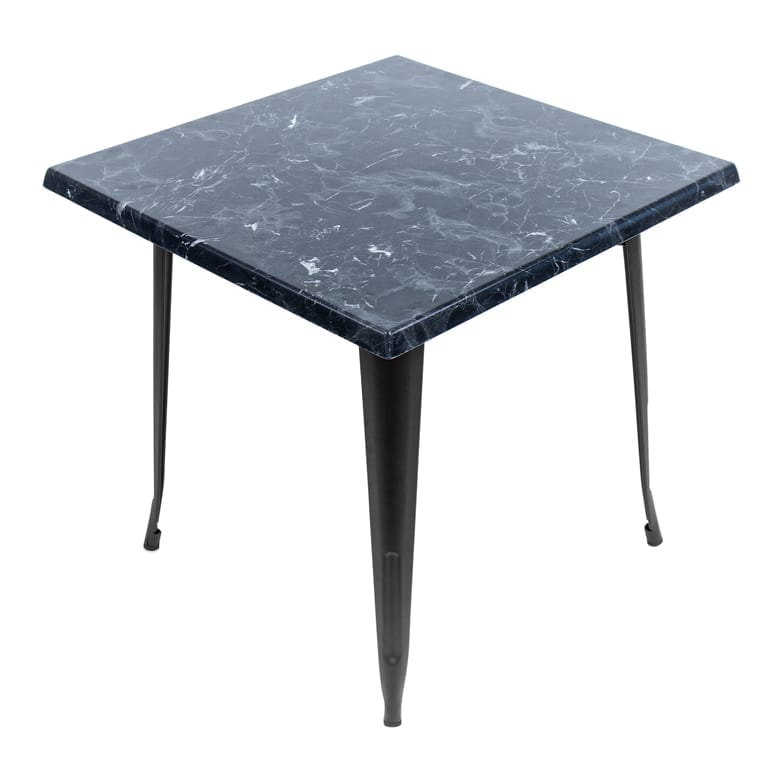 800mm Square Alcantara Black (Marble) Isotop Table Top with Black Tolix Base