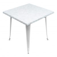 800mm Square Marble Isotop Table Top with White Tolix Base