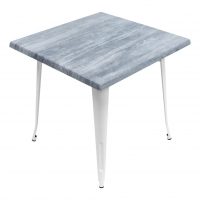 800mm Square Cement Isotop Table Top with White Tolix Base