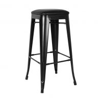 Replica Tolix Stool 76cm with Cushion Seat in Matte Black