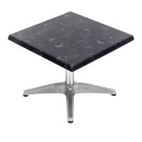 600mm Square Alcantara Black (Marble) Table Top with Silver Roma Coffee Base