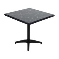 800mm Square Alcantara Black (Marble) Isotop Table Top with Black Roma Base
