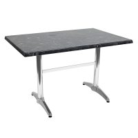 800x1200mm Alcantara Black (Marble) Isotop Table Top with Silver Twin Roma Base