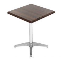 600mm Square Choco Oak Isotop Table Top with Silver Roma Base