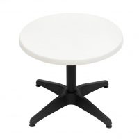 600mm Round White Isotop Table Top with Matte Black Roma Coffee Base