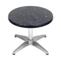 600mm Round Alcantara Black (Marble) Isotop Table Top with Silver Roma Coffee Base