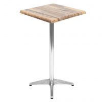 600mm Square Rustic Maple Isotop Table Top with Silver Roma Bar Base