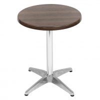 600mm Round Choco Oak Isotop Table Top with Silver Roma Base
