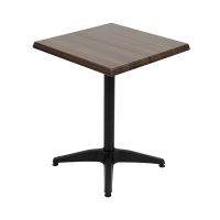 600mm Square Choco Oak Isotop Table Top with Black Roma Base