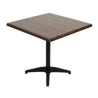 800mm Square Choco Oak Isotop Table Top with Black Roma Base
