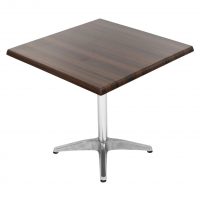 800mm Square Choco Oak Isotop Table Top with Silver Roma Base
