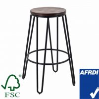 Tall Hairpin Stool in Black with Timber Seat