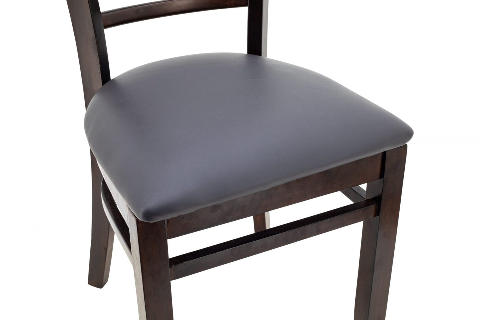 Ladder Back Chair with Charcoal Cushion in Dark Walnut