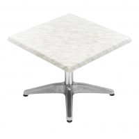 600mm Square Marble Isotop Table Top with Silver Roma Coffee Base