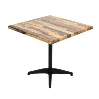 800mm Square Rustic Maple Isotop Table Top with Black Roma Base