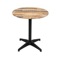 700mm Round Rustic Maple Sliq Isotop Table Top with Black Roma Base