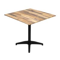 800mm Square Rustic Maple Sliq Isotop Table Top with Black Roma Base