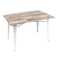800 x 1200mm Rustic Maple Sliq Isotop Table Top with White Tolix Base