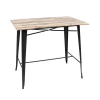 800 x 1200mm Rustic Maple Sliq Isotop Table Top with Black Tolix Bar Base