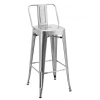 Replica Tolix Stool 76cm with Back Gloss Silver