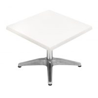600mm Square White Isotop Table Top with Silver Roma Coffee Base