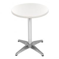 600mm Round White Isotop Table Top with Silver Roma Base