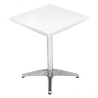 600mm Square White Isotop Table Top with Silver Roma Base