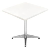 700mm Square White Isotop Table Top with Silver Roma Base