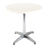 800mm Round Isotop Table in White with Silver Roma Base