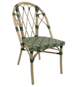 Parisian Chair Elysee Green and White with Light frame