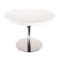 1200mm Round White Isotop Table Top with Circular Stainless Steel Base